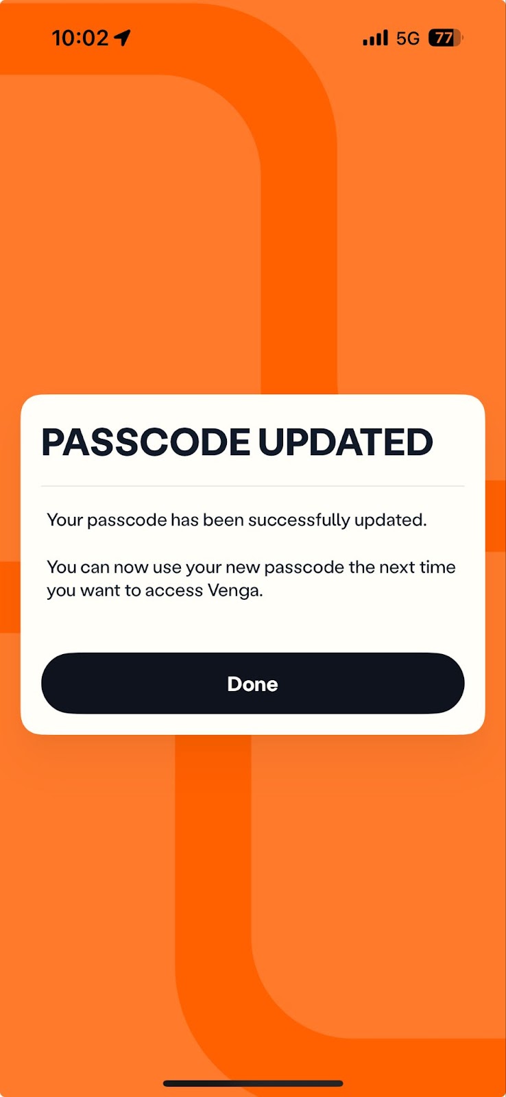 image showing the process of changing passcode in the app screens